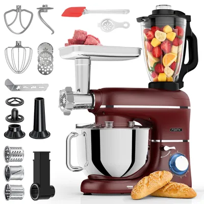 Immagine prodotto di Fentic Robot da Cucina 6-in-1 – Impastatrice, Mixer, Food Processor, Tritacarne, Affettatrice, 2000W, Ciotola in Acciaio Inox 6,2L