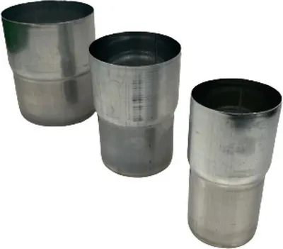 Three metal pipe connectors are shown against a white background.