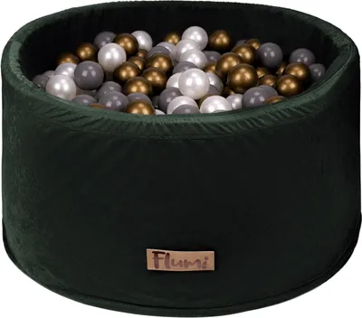 Obrázok produktu pre Flumi Ball Pool Baby - detský bazén s guľami 90x40cm s 200 guľami ∅ 7cm vyrobené v EÚ - gule: zlatá - perleťovo sivá - sivá