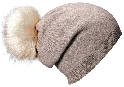 Immagine prodotto di Berretto invernale da donna con pompon rimovibile e intercambiabile - marrone chiaro