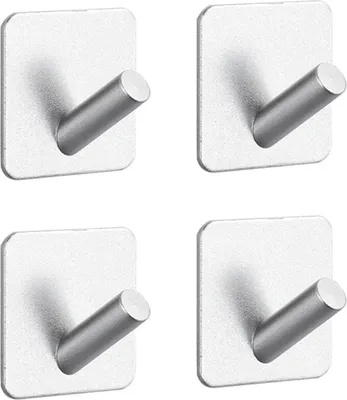 Produktbild von Set von 4 Handtuchhaken - Ideal für Badezimmer und Küche - Silber