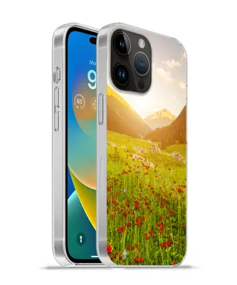 Produktbild von MuchoWow® Handyhülle Schutzhülle Hülle für Apple iPhone 14 Pro Max Blumen - Berg - Sonne Silikon Softcase Handy Hülle - Hardcover