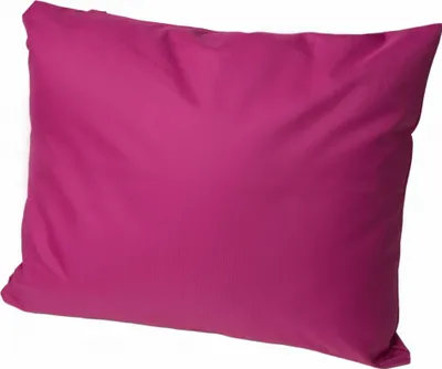 A pink cushion on a white background.
