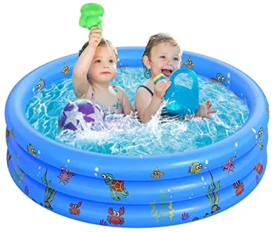 Produktbild von PromoHome® Aufblasbares Kinderbecken – 100 cm Durchmesser, Blau, mit Ablassventil