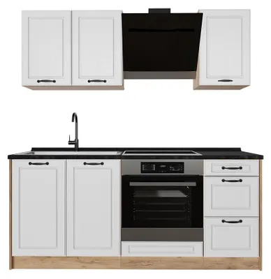 Imagen del producto de Cocina para solteros Vicco R-Line Blanco casa de campo/Roble dorado 180 cm encimera Antracita, Model 67806