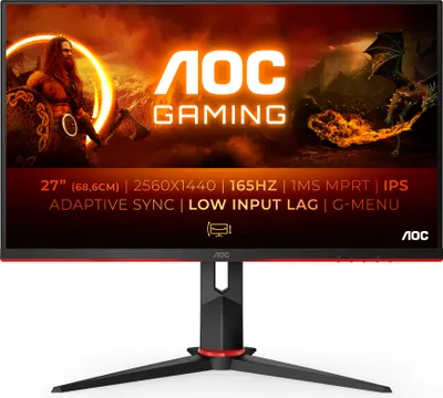 Image de AOC Q27G2S/EU Moniteur PC 68,6 cm (27") 2560 x 1440 pixels Quad HD LED Noir, Rouge