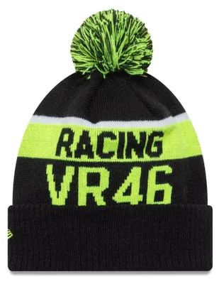 Productafbeelding van Valentino Rossi VR46 wintermuts "Sport" – Officiële fanartikel – Zwarte wintermuts met racingschrift en VR46-logo – Binnenvoering van fleece – Acryl – New Era