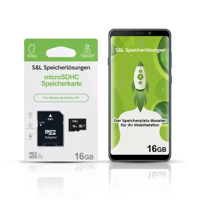 Produktbild von microSD Speicherkarte S&L für Samsung Galaxy A9 - Speicherkapazität: 16 GB