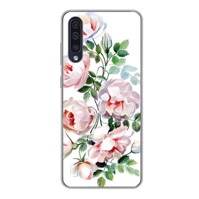 Produktbild von MuchoWow® Handyhülle Schutzhülle Hülle für Samsung Galaxy A50 Aquarell - Rosen - Blumen Silikon Softcase Handy Hülle - Mobiltelefonhülle