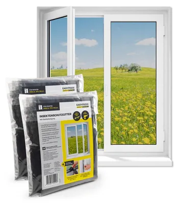Produktbild von Fliegengitter Insektenschutz Vorhang - Klettband - Zuschneidbar bis 150 x 130 cm - Ohne Bohren - Für Fenster