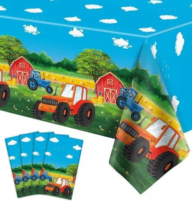 Produktbild von Ultiluxe Tischdecke - Bauernhof Tischdecken - Tischdekoration - 130 x 220 cm - Traktor-Motiv - Wasserabweisend - Einweg