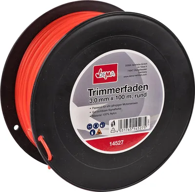 Motorsense Freischneider Mähfaden Trimmerfaden 3 mm x 100 m rund Nylon Signalfarbe Trimmer Ersatzfaden Schnur Garten Gras Rasen Wiese schneiden pflegen online günstig kaufen 926732 14527 4031765145275 Stabilo-Fachmarkt.de Dema