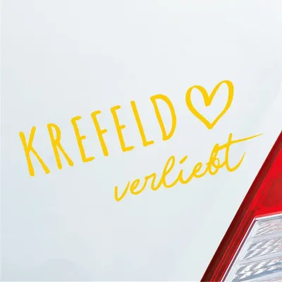 Produktbild von Auto Aufkleber Krefeld verliebt Herz Stadt Heimat Liebe Car 19x8 cm Gelb Sticker Heckscheibenaufkleber