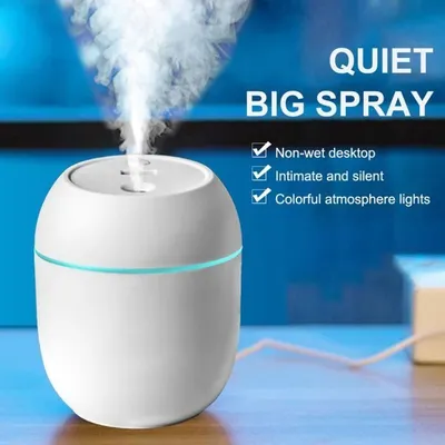 Produktbild von Mini-USB-LED-Luftbefeuchter, tragbar, mit 2 Modi, 250 ml, für Wohnzimmer, Schlafzimmer, Büro, Auto (Weiß)