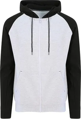 Produktbild von Just Hoods JH063 | Herren Jacke Baseball Zoodie - 2-lagige Kapuze - Farbe: Heather Grey/Jet Black - Größe: XL
