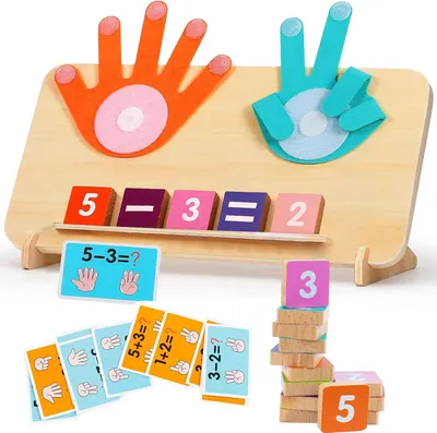 Produktbild von Holz Rechenspiel für Kinder 3-6 Jahre, 12 Zahlen, 10 Lernkarten, Montessori Spiel