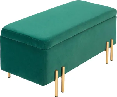Produktbild von Sitzbank, Polsterbank mit Stauraum, Truhenbank, Stoff, Metall, Gummiholz, Schaumstoff, Grün, 100 x 40 x 42 cm