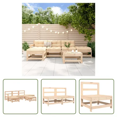 Produktbild von The Living Store 6-tlg. Garten-Lounge-Set Massivholz Kiefer