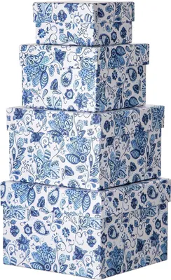 Immagine prodotto di Scatola di stoccaggio Briful Scatola regalo di Natale Scatole di cartone Blu Bianco Set di 4