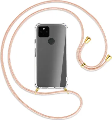 Produktbild von Handykette Backcover-Schutzhülle mit Band (Metall goldfarben) für Google Pixel 5a 5G  - rose peach