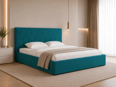 Produktbild von Polsterbett, Doppelbett mit Gepolsterter Kopfteil, Bett mit Kopfstütze, Bettkasten und Lattenrost, Rahmenbettgestell, Samststoff, Stauraumbett - Bett 02 - 160x200 - Peacook (TRINITY 29)