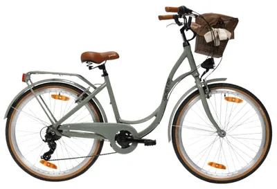 Zdjęcie produktu dla Rower miejski Goetze Mood 26" Alu NewLine | Rama 17" z niskim przekrokiem | 6 biegów Shimano | Kosz rattanowy