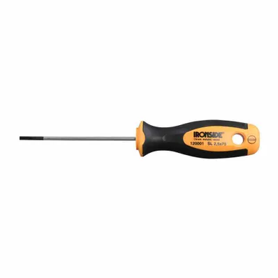 Image de Ironside 120-001 Tournevis d'atelier FL.2,5x75 Poignée 2Comp C.V.-Sta, noir/jaune/gris argenté