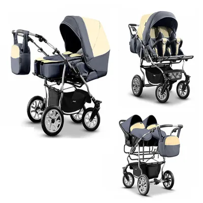 Produktbild von Zwillingskinderwagen 4 in 1 City Twin inkl. Autositze - 15 Teile -  in 19 Farben