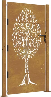 Produktbild von vidaXL Gartentor 100x175 cm Cortenstahl Baumdesign