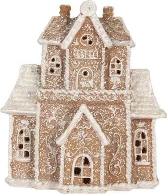 Zdjęcie produktu dla Clayre & Eef Domek z piernika z diodą LED 18x9x20 cm Brązowy Plastik