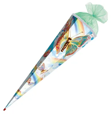 Produktbild von Roth Schultüte 85cm eckig Rainbow Butterfly Sound Glitzerborte