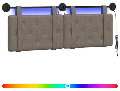 Produktbild von vidaXL Hängendes Kopfteil Mit LED Licht Grau Antikes PU