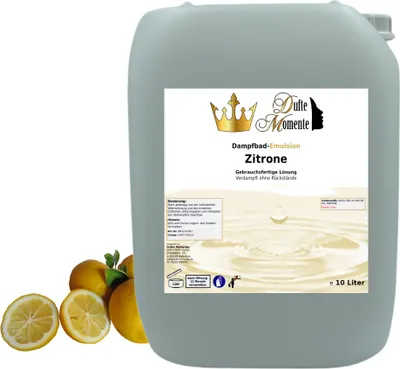 Produktbild von Dampfbad Emulsion Zitrone - 10 Liter - gebrauchsfertig für Dampfbad, Dampfdusche, Verdampferanlagen