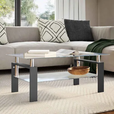 Image de Maison Exclusive - Table basse noire transparente 95 x 55 x 40 cm, verre trempé