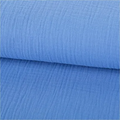 Produktbild von Musselinstoff Meterware Double einfarbig himmelblau 1,35m
