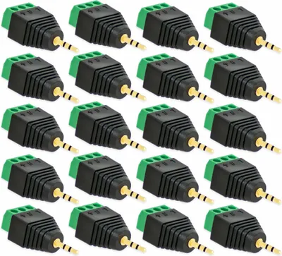 Produktbild von Klinken Stecker 2,5 mm Adapter > Terminal Block 3-Pin Schraub Klemmen Vergoldet[20x Stecker]