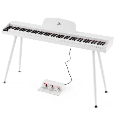 Produktbild von MUSTAR Digitalpiano 88 gewichtet Tasten mit 3 Pedalen für Anfänger, Kopfhöreranschluss, Split/Dual Voice, USB/MIDI,Weiß