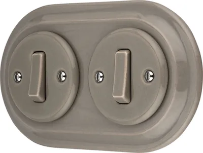 Immagine prodotto di Interruttore retró in porcellana da incasso, 2 prese, tutto in uno, serie SET PR1 grigio beige