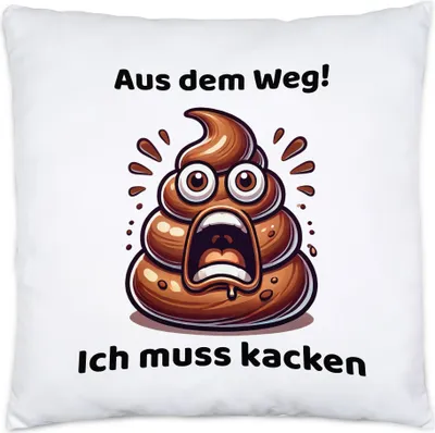 Produktbild von Aus dem Weg Ich muss kacken Lustiges Kothaufenmotiv Kissen Geschenkidee witziges Design Reizdarm Stuhlgang