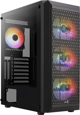 Produktbild von Aerocool Beam, PC, Schwarz, ATX, micro ATX, Mini-ITX, Gaming, Blau, Grün, Rot, Vorderseite, Seite