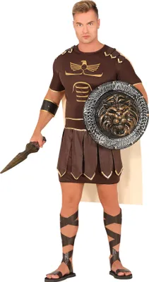Immagine prodotto di Gladiatore Romano Antico Costume da Guerriero Carnevale Tunica Capo Spada Armatura, Taglia: 54 - 56 (XL) Colore: Beige