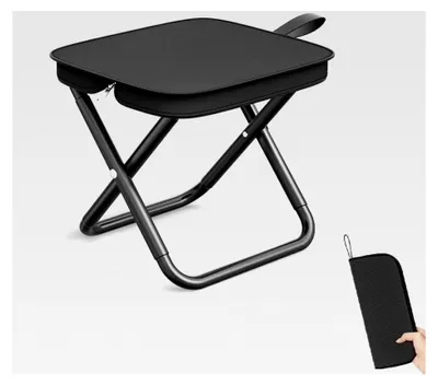 Produktbild von Faltbarer Klapphocker für Outdoor-Aktivitäten, stabiler tragbarer Hocker mit Aufbewahrungsbeutel für Reisen, Wandern, Garten, Angeln, Grillen und Strand (Schwarz)