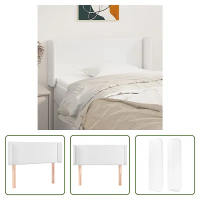 Produktbild von The Living Store Kopfteil mit Ohren Weiß 103x16x78/88 cm Kunstleder