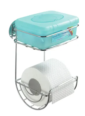 Produktbild von WENKO Toiletten Papier Halter Klo m. Ablage Badablage WC Bad ohne bohren