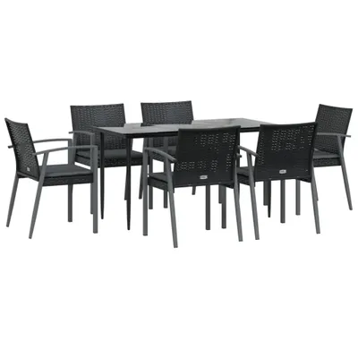 Produktbild von vidaXL 7-tlg. Garten-Essgruppe mit Kissen Poly Rattan und Stahl