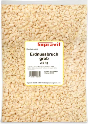 Produktbild von Supravit Gehackte Erdnüsse Vogelfutter 2,5kg | Fettreiche Erdnusskerne gehackt für Vögel | Erdnussbruch Fettfutter | Natürlich und ungesalzen