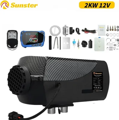 Obrázok produktu pre Dieselové vzduchové kúrenie – parkovacie kúrenie 12 V, 2 kW – LCD a diaľkové ovládanie – 10 l nádrž – 20–25 m² – 0,16–0,45 l/h – čierna farba