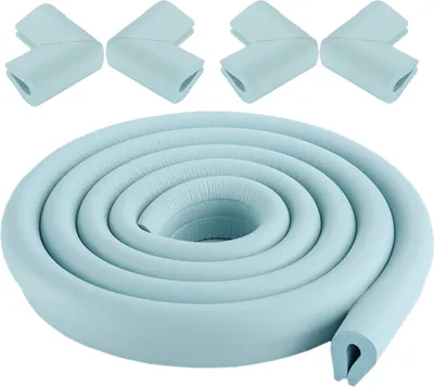 Image de CANDeal 2 mètres de protection de bords en forme de U et 4 x kit de protection de coins, facile à installer, mousse haute densité de première qualité protection bébé outil ménager pour table, banc et autres meubles de maison - Bleu