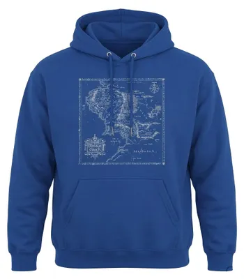 Obrázok produktu pre Mikina s kapucňou "Mapa Stredozeme" zo série Pán prsteňov, uni, pre pánov/dámy, model TV36306 (XXL), farba: kráľovská modrá