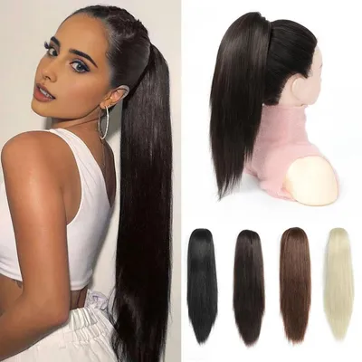 Obrázek produktu pro Paruka, cop, syntetické vlákno, tmavě hnědá, 40 cm, s klipsy